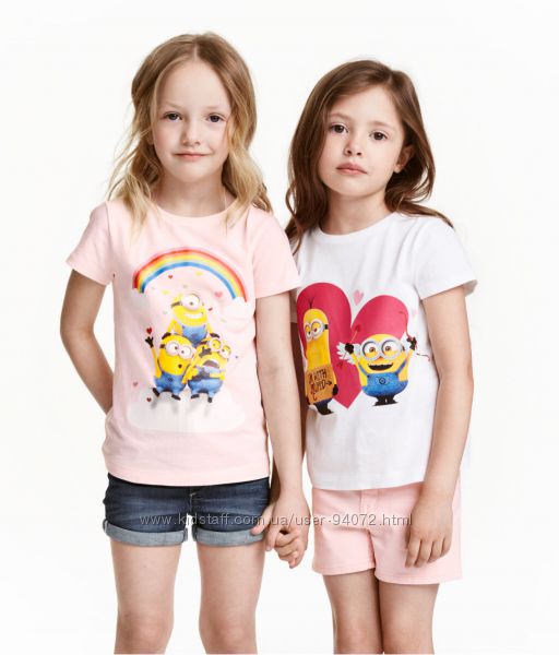 H&M Набор прикольных футболочек с миньонами на 4-6 лет в наличии