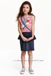 H&M Платье с оборкой на девочку 2-4 года в наличии