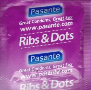Презервативи PASANTE RIBS&DOTS-ребристі з крапочками 10 шт.