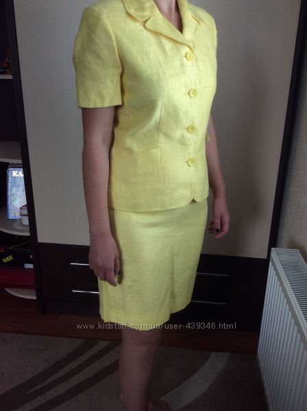 Женский льняной костюм, желтый р 10, новый, Украина