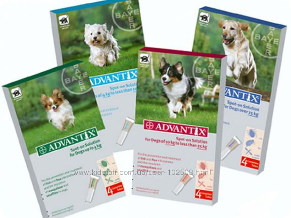 Засоби від бліх і кліщів Advantix для собак