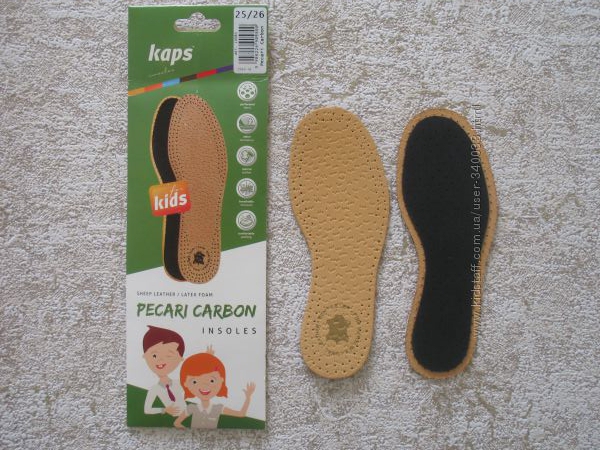 Стельки детские кожаные  Pekari Carbon Kids размер 23-34
