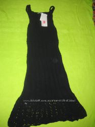 Платье чёрное, Stefanel р. 40 из ажурной вязки.