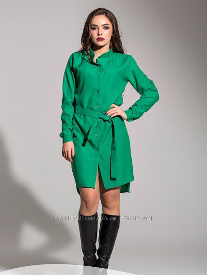 Модное платье-рубашка, новое, размер М цвет зеленый 