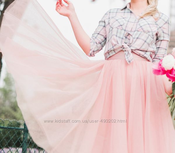 фатиновая юбка пудрового розового цвета