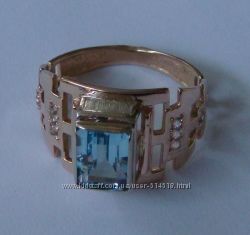 Кольцо 3048Г, золото 585 пробы, топазы