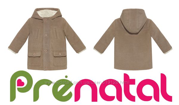 Пальто деми с капюшоном для мальчиков 1-2 года фирмы Prenatal Италия