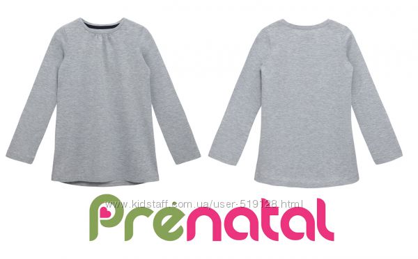 Однотонный серый реглан для девочек 3-7 лет фирмы Prenatal Италия