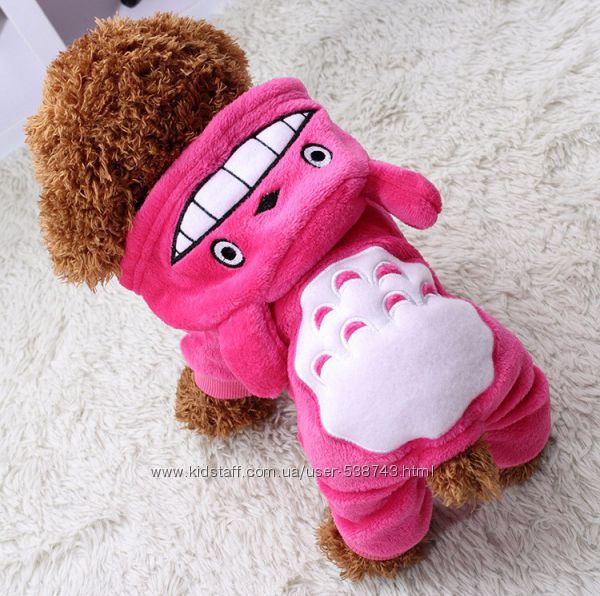 Розовая улыбка Теплый флисовый комбинезон костюм для собак котов щенк