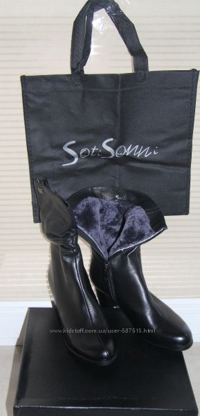 Кожаные зимние полусапожки Soti Sonni на устойчивом каблуке, на 39 размер