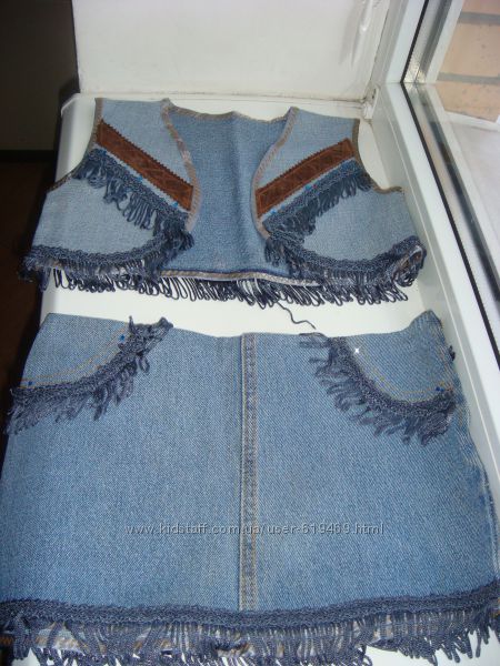 джинсовый костюм в стиле индейцев на девочку можно как карнавальный