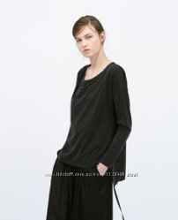 Черная стильная блуза Zara ткань cupro размер L 