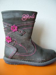 Демисезонные кожаные сапожки-ботинки для девочек