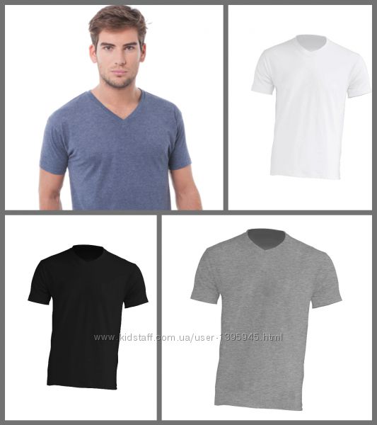 Модные мужские футболки с V-образным вырезом 