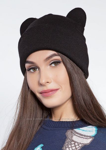 Шапочки с ушками женские и для подростка